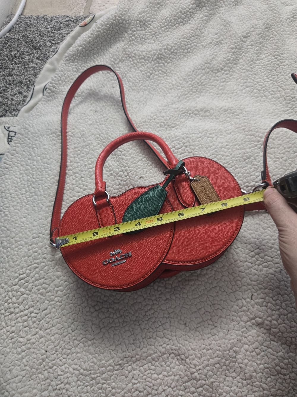 Coach Red Cherry Crossbody Bag with Green Leaf Accent - Picture 5 of 12